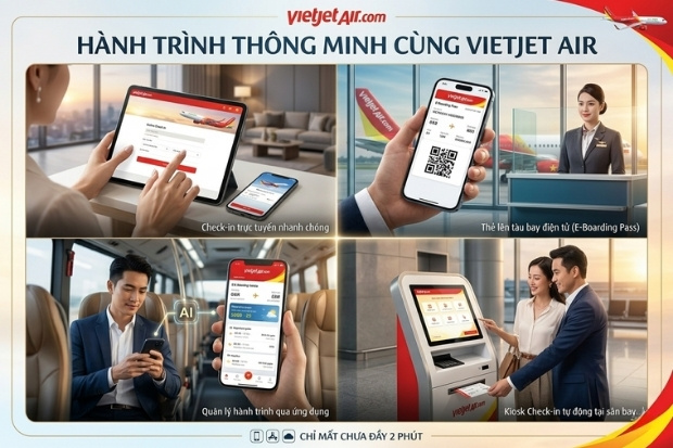 Tối ưu thời gian Check-in c&ugrave;ng c&ocirc;ng nghệ hiện đại của Vietjet Air