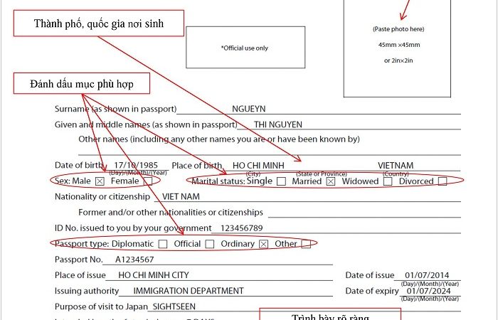 c&aacute;ch khai form xin visa Nhật trang 1