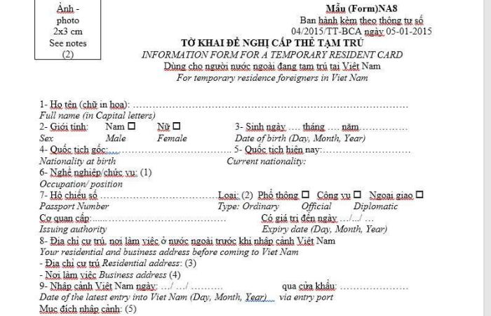 mẫu đơn NA8