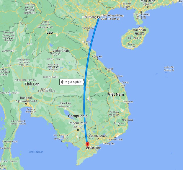 Thời gian bay Hải Phòng Cần Thơ