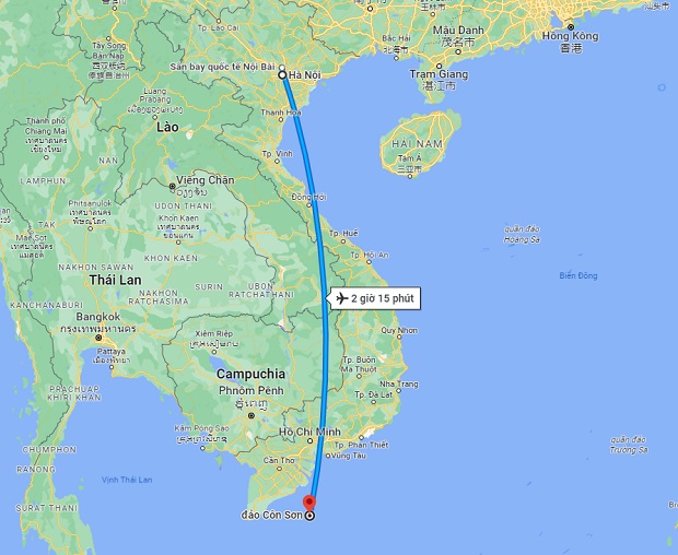 Thời gian bay từ Hà Nội đi Côn Đảo