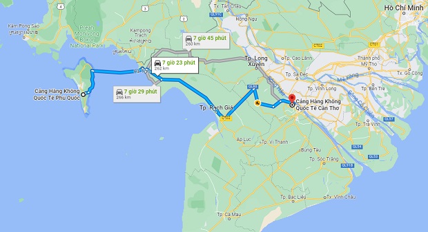 khoảng cách từ Phú Quốc đi Cần Thơ
