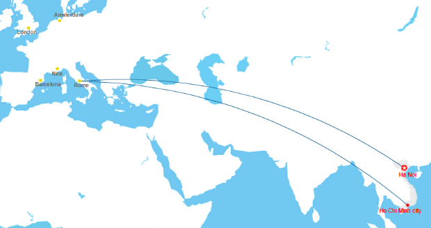 Thới gian bay từ Việt Nam sang &Yacute;