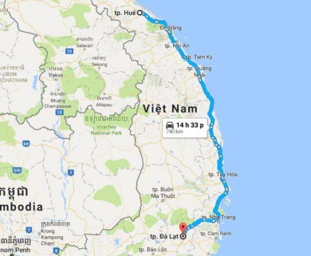 Từ Đ&agrave; Lạt đi Huế bao nhi&ecirc;u km
