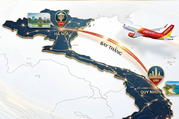 Tần suất khai th&aacute;c v&eacute; m&aacute;y bay Vietjet Air Quy Nhơn đi H&agrave; Nội đ&atilde; c&oacute; những bước tăng trưởng 