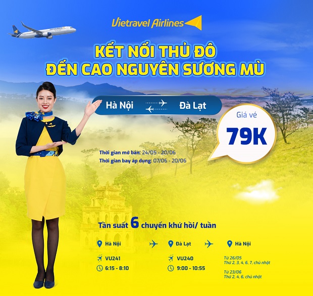 Vietravel Airlines khai thác đường bay mới