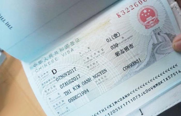 D visa China 