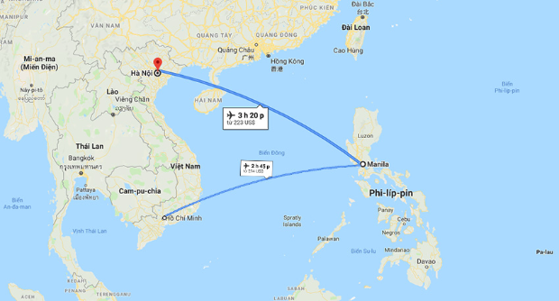 bay từ Việt Nam sang Philippines mất bao l&acirc;u