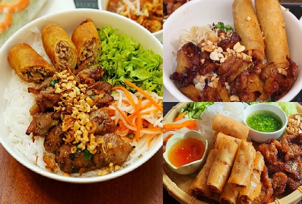 chả giò việt nam - bún chả giò thịt nướng