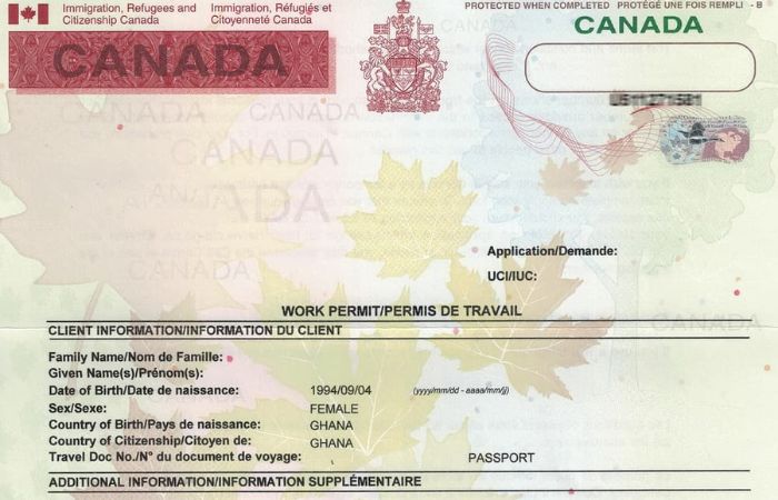 giấy work permit Canada