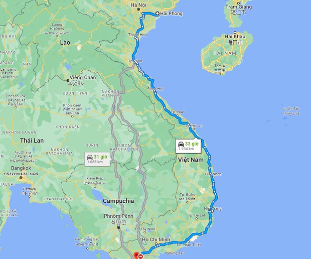 Khoảng c&aacute;ch Hải Ph&ograve;ng Cần Thơ 