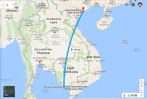 Từ Hải Ph&ograve;ng đi Ph&uacute; Quốc bao nhi&ecirc;u km