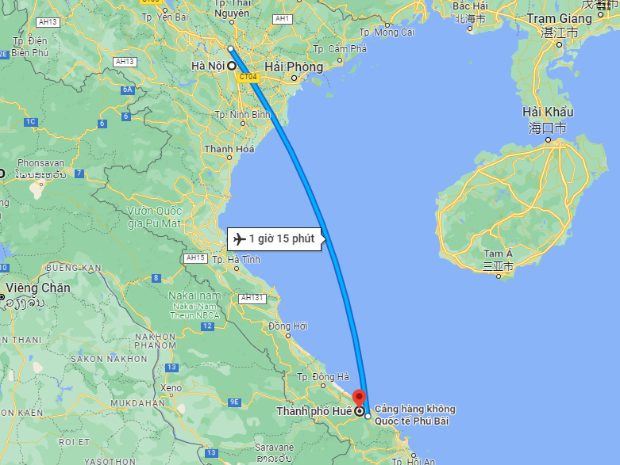 Thời gian bay từ Hà Nội đi Huế các hãng bay