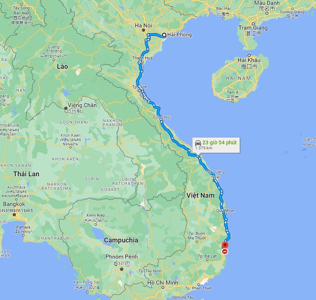 Khoảng cách từ Hải Phòng đến Nha Trang