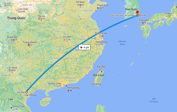 Thời gian bay từ Hà Nội đi Busan