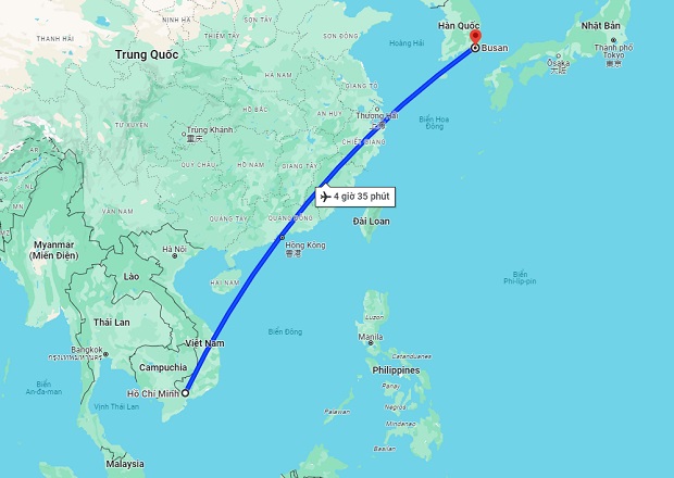 Thời gian bay từ Hồ Chí Minh đến Busan