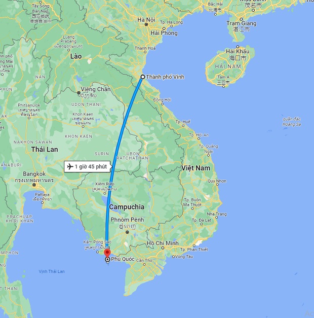Thời gian bay từ Vinh đi Phú Quốc
