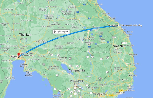 Thời gian bay từ Đà Nẵng đến Thái Lan