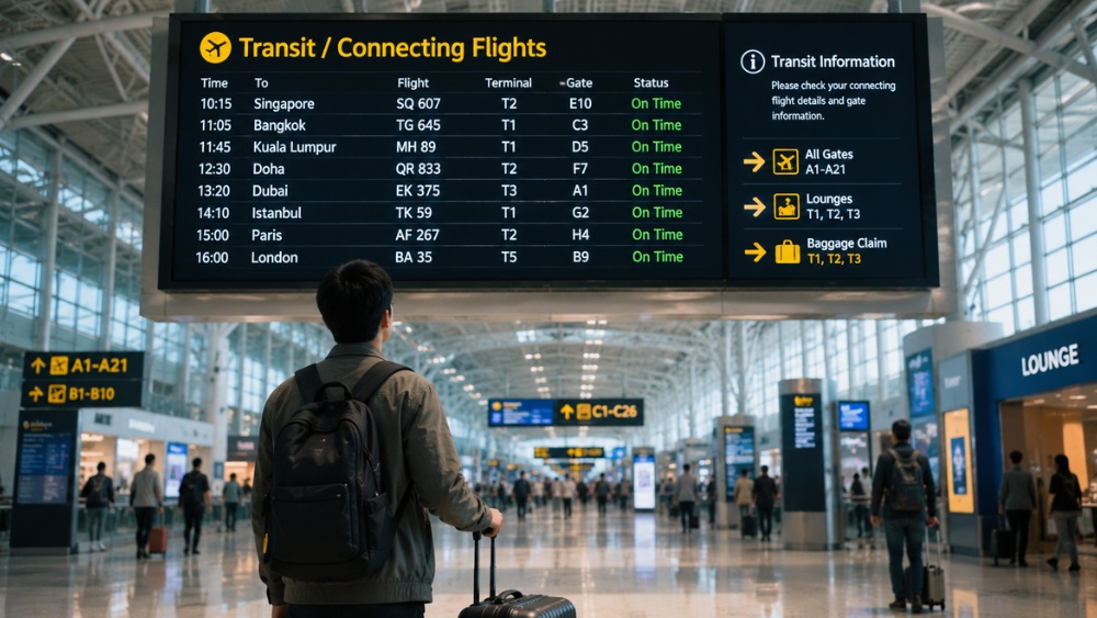 Kinh nghiệm đi m&aacute;y bay transit t&igrave;m cổng nối chuyến trong s&acirc;n bay quốc tế