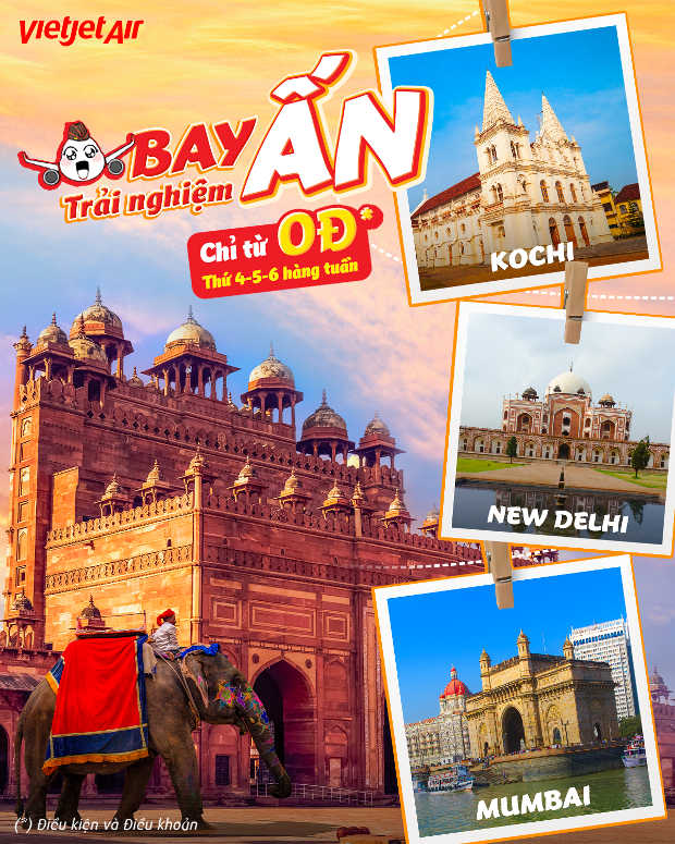 vé máy bay đi Ấn Độ Vietjet Air