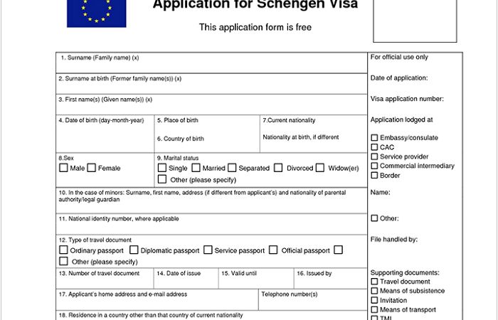 tờ khai xin visa pháp