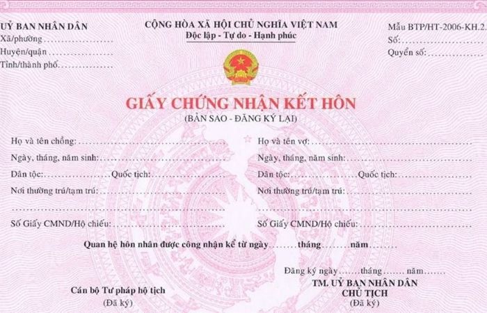 bản sao đăng kết h&ocirc;n