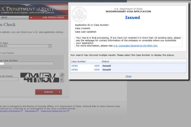 T&igrave;nh trạng Visa Hoa Kỳ &ndash; Đ&atilde; cấp