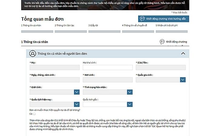 mẫu đơn xin visa đức