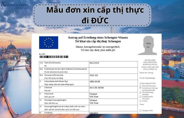 Mẫu đơn xin cấp thị thực Đức