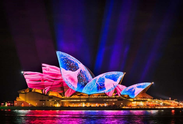 nhà hát con sò opera sydney - lễ hội ánh sáng vivid