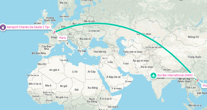 Bay từ H&agrave; Nội đến Paris bao l&acirc;u