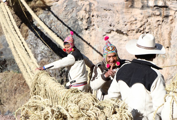 cầu treo q'eswachka - cách thức xây cầu