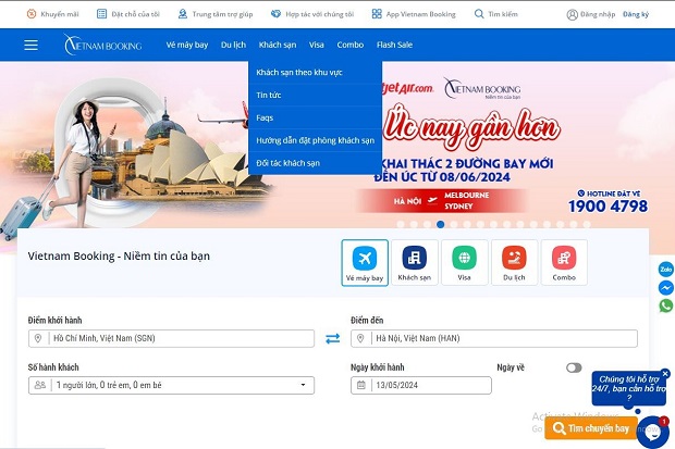 Trang web Vietnam Booking