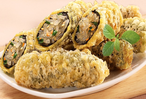 món ngon hàn quốc - miến cuộn rong biển