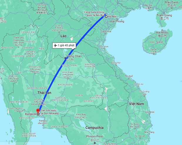 Thời gian bay từ Hà Nội đến Thái Lan