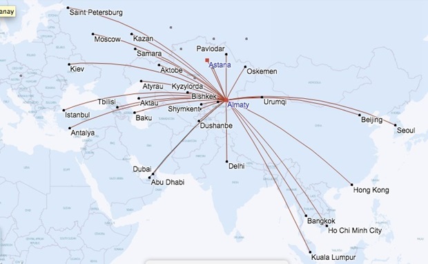 điểm bay Air Astana