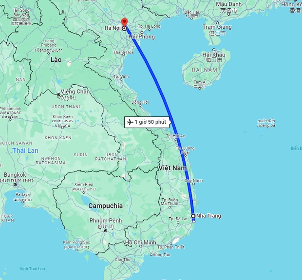 Thời gian bay từ Nha Trang ra Hà Nội