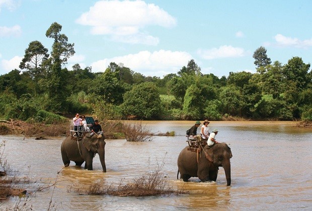 khu du lịch buôn đôn - chơi đùa cùng voi