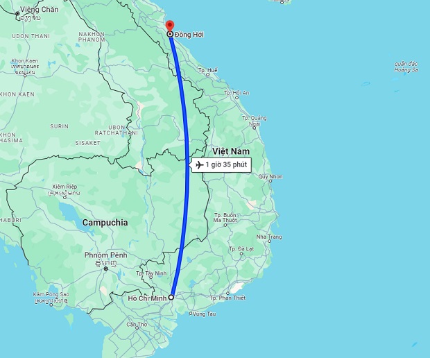 Thời gian bay từ TpHCM đi Đồng Hới