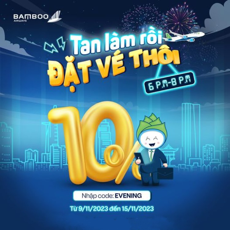 Bamboo Airways ưu đãi cực sàn giảm 10% vé nội địa