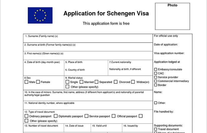 đơn xin visa Pháp online