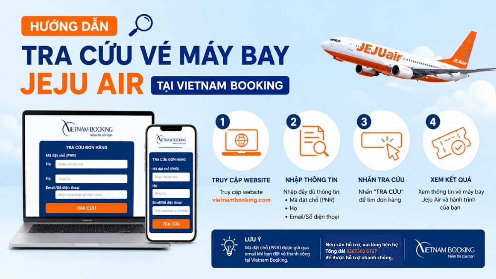 Hướng dẫn tra cứu v&eacute; m&aacute;y bay Jeju Air tại Vietnam Booking