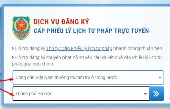 l&agrave;m l&yacute; lịch tư ph&aacute;p trực tuyến nếu đang ở H&agrave; Nội