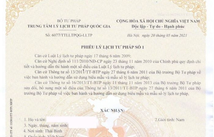 Nội dung của l&yacute; lịch tư ph&aacute;p số 1