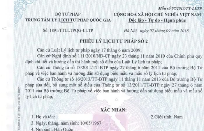 Nội dung của l&yacute; lịch tư ph&aacute;p số 2