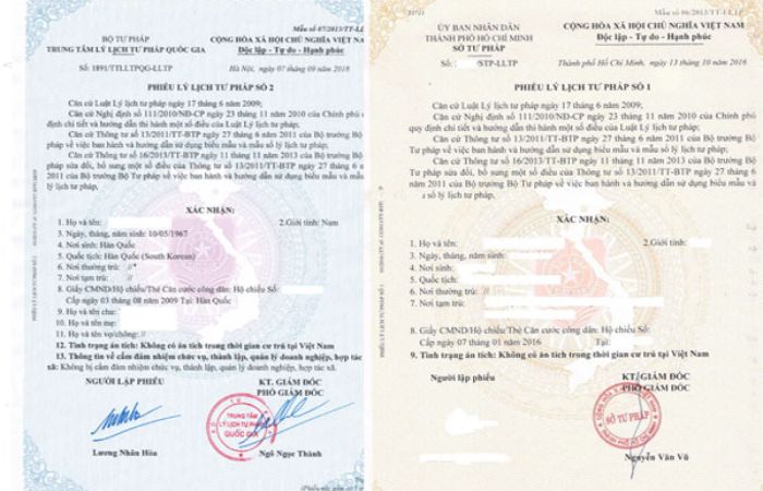 Về đối tượng được cấp l&yacute; lịch tư ph&aacute;p số 1 kh&aacute;c số 2