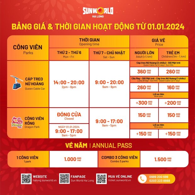 giá vé tham quan công viên Rồng Dragon Park