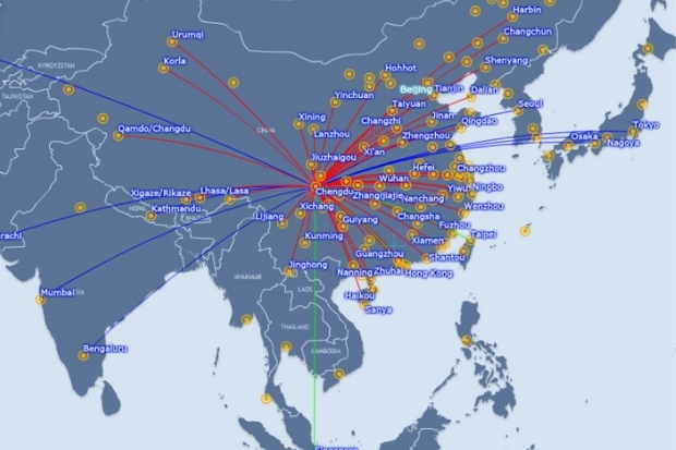 Sơ đồ mạng lưới đường bay rộng khắp to&agrave;n cầu của h&atilde;ng h&agrave;ng kh&ocirc;ng China Eastern Airlines