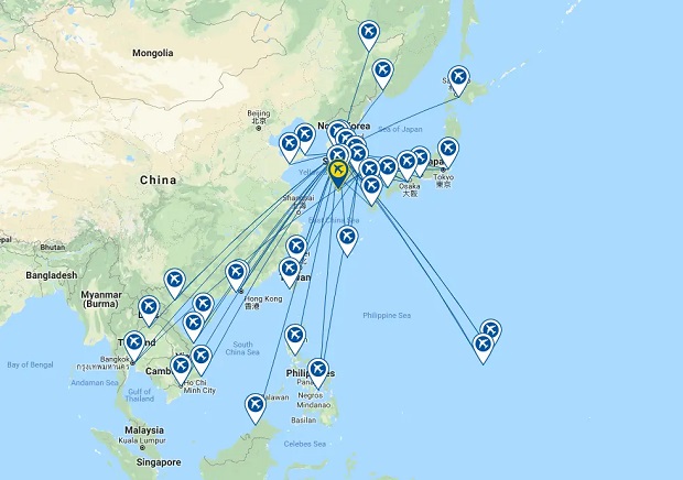 mạng lưới đường bay Jeju Air