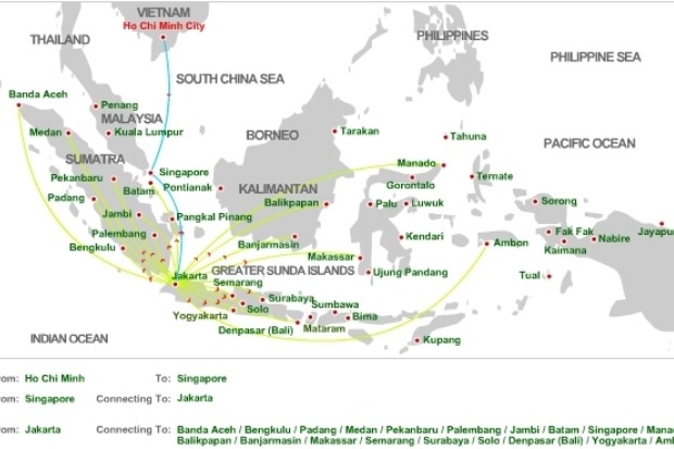 Bản đồ c&aacute;c điểm đến của v&eacute; m&aacute;y bay Thai Lion Air